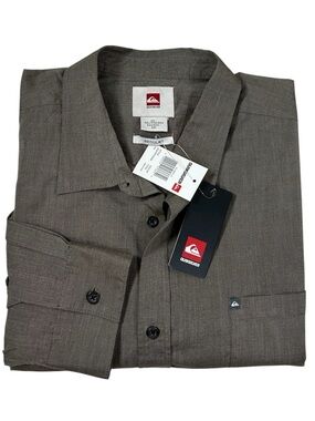Quiksilver Cotton Mix Brown Grayish Regular Fit Button Down Versatile Shirt XXL